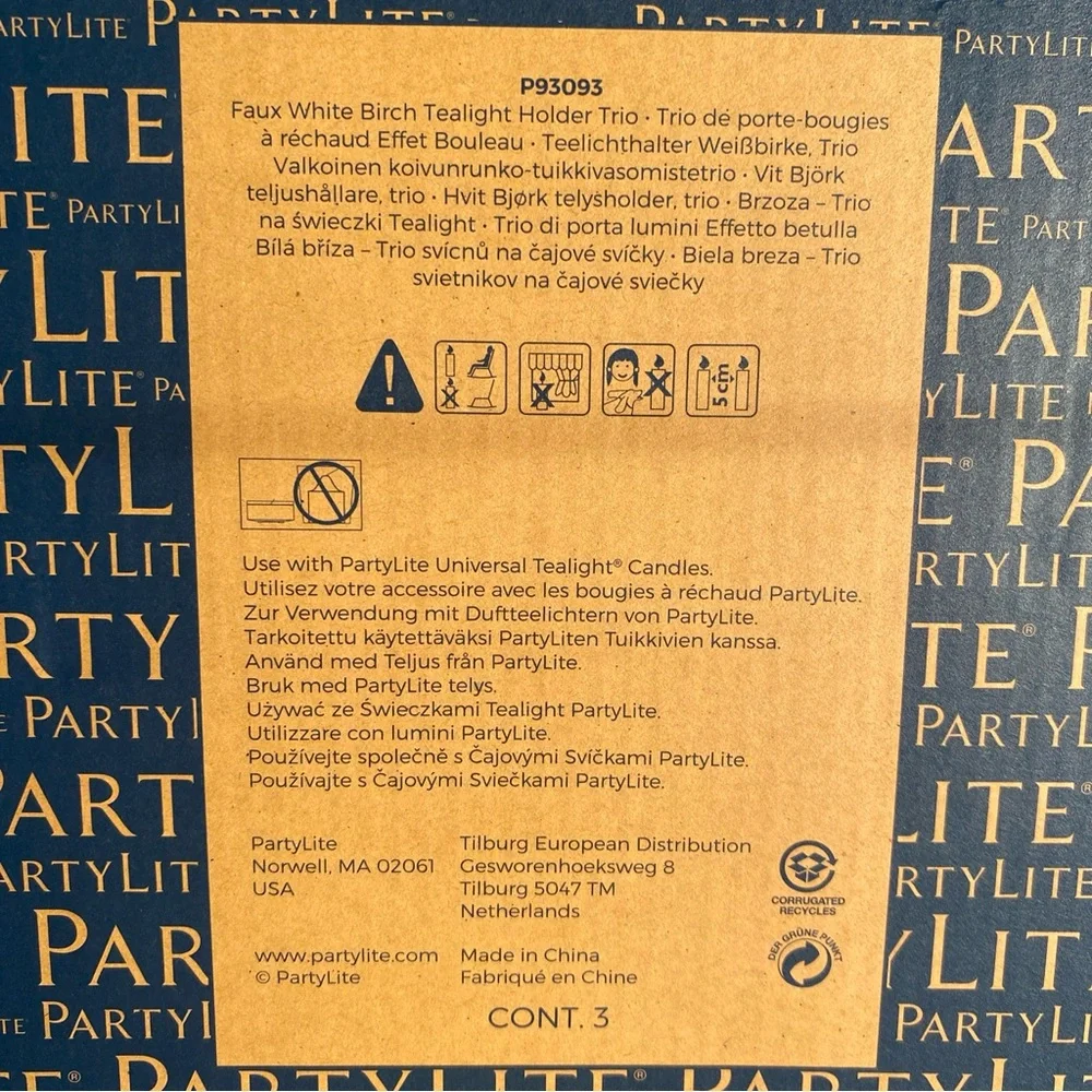 Partylite Candle Holder Faux White Birch Tealight Holder Trio P93093 - Picture 5 of 5